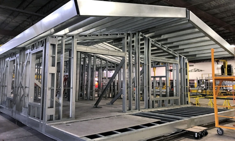Barndominium factory frame in Michigan