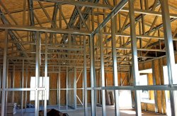 Barndominium interior framing in Michigan