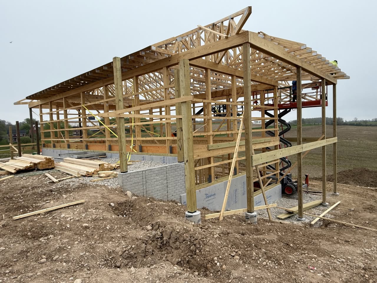Wood barndominium construction in Michigan